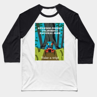 Redwood Forest National Park California travel poster Baseball T-Shirt